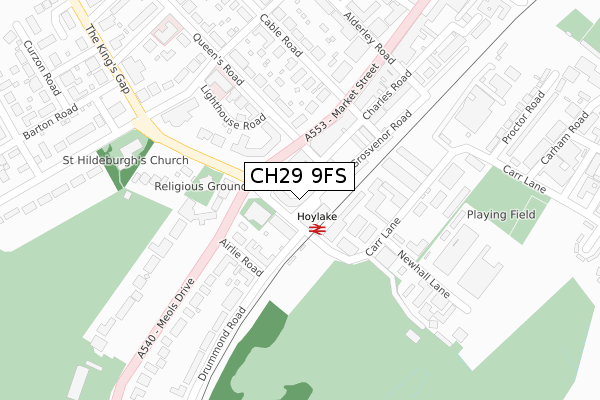 CH29 9FS map - large scale - OS Open Zoomstack (Ordnance Survey)