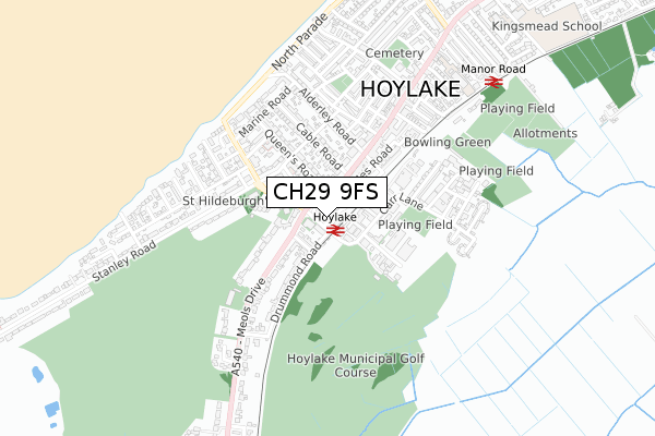 CH29 9FS map - small scale - OS Open Zoomstack (Ordnance Survey)