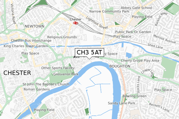 CH3 5AT map - small scale - OS Open Zoomstack (Ordnance Survey)