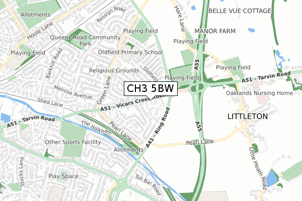 CH3 5BW map - small scale - OS Open Zoomstack (Ordnance Survey) CH3 5BW map - small scale - OS Open Zoomstack (Ordnance Survey)