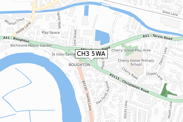 CH3 5WA map - large scale - OS Open Zoomstack (Ordnance Survey)