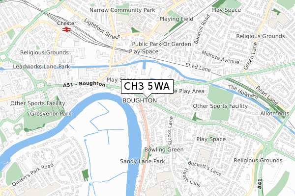 CH3 5WA map - small scale - OS Open Zoomstack (Ordnance Survey)
