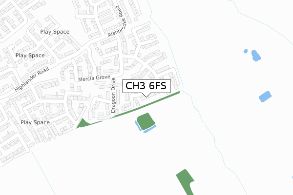 CH3 6FS map - large scale - OS Open Zoomstack (Ordnance Survey)