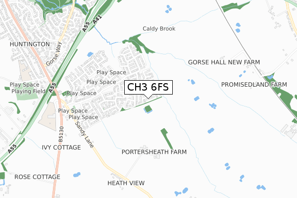 CH3 6FS map - small scale - OS Open Zoomstack (Ordnance Survey)