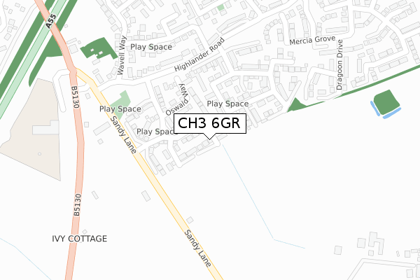 CH3 6GR map - large scale - OS Open Zoomstack (Ordnance Survey)
