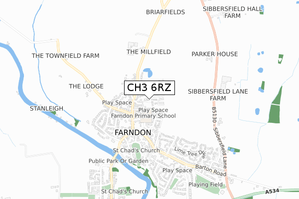 CH3 6RZ map - small scale - OS Open Zoomstack (Ordnance Survey) CH3 6RZ map - small scale - OS Open Zoomstack (Ordnance Survey)