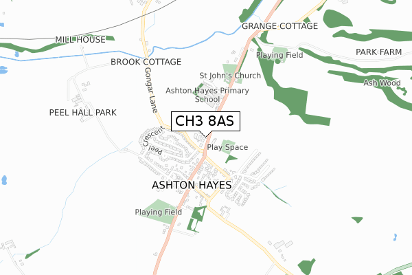 CH3 8AS map - small scale - OS Open Zoomstack (Ordnance Survey) CH3 8AS map - small scale - OS Open Zoomstack (Ordnance Survey)