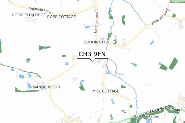 CH3 9EN map - small scale - OS Open Zoomstack (Ordnance Survey)