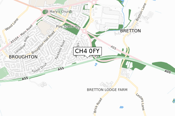 CH4 0FY map - small scale - OS Open Zoomstack (Ordnance Survey)