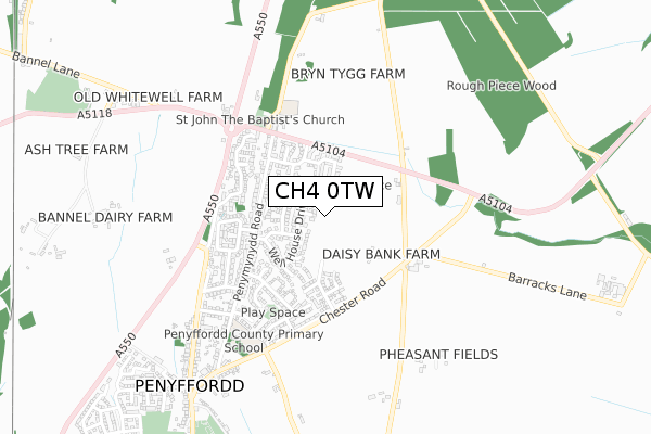 CH4 0TW map - small scale - OS Open Zoomstack (Ordnance Survey)