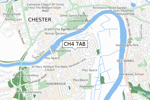 CH4 7AB map - small scale - OS Open Zoomstack (Ordnance Survey)