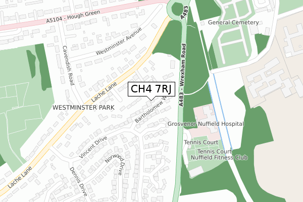 CH4 7RJ map - large scale - OS Open Zoomstack (Ordnance Survey)