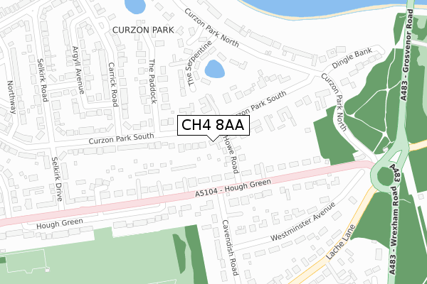 CH4 8AA map - large scale - OS Open Zoomstack (Ordnance Survey)