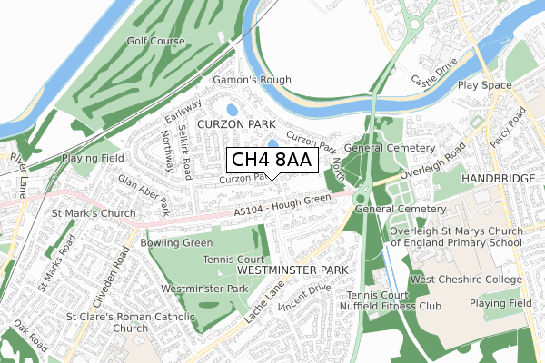 CH4 8AA map - small scale - OS Open Zoomstack (Ordnance Survey)