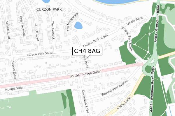CH4 8AG map - large scale - OS Open Zoomstack (Ordnance Survey)