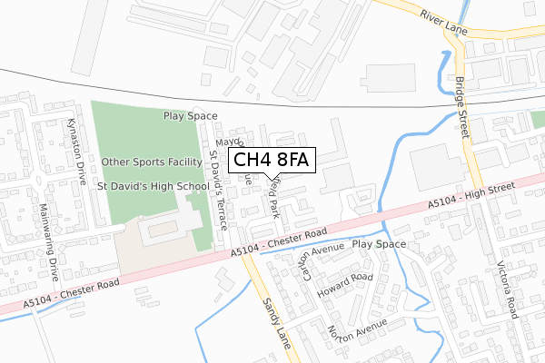 CH4 8FA map - large scale - OS Open Zoomstack (Ordnance Survey)