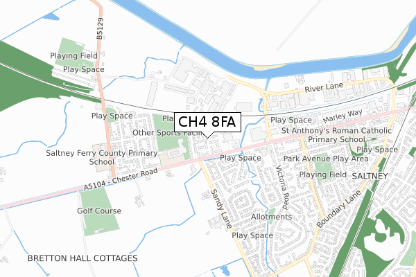 CH4 8FA map - small scale - OS Open Zoomstack (Ordnance Survey)