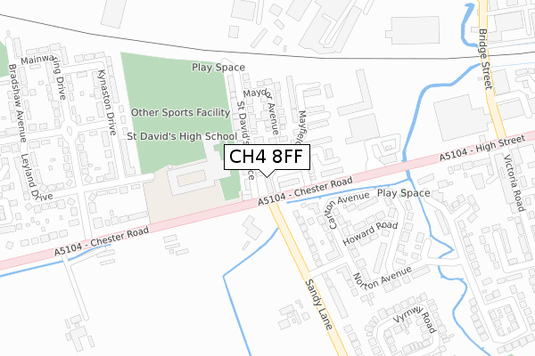 CH4 8FF map - large scale - OS Open Zoomstack (Ordnance Survey)