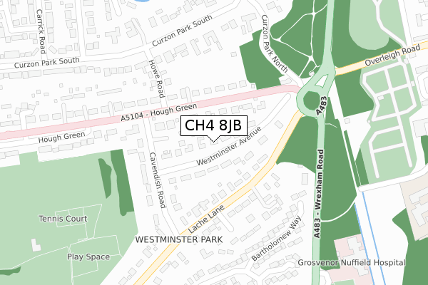 CH4 8JB map - large scale - OS Open Zoomstack (Ordnance Survey)