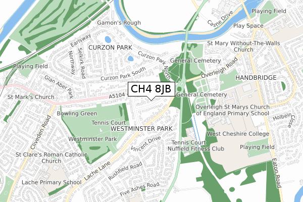 CH4 8JB map - small scale - OS Open Zoomstack (Ordnance Survey)