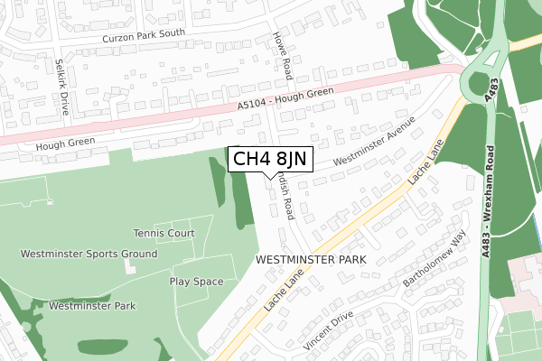CH4 8JN map - large scale - OS Open Zoomstack (Ordnance Survey)
