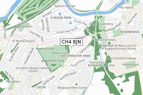 CH4 8JN map - small scale - OS Open Zoomstack (Ordnance Survey)