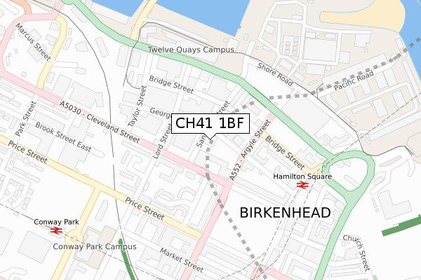 CH41 1BF map - large scale - OS Open Zoomstack (Ordnance Survey)