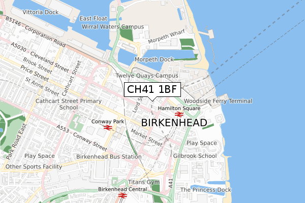 CH41 1BF map - small scale - OS Open Zoomstack (Ordnance Survey)