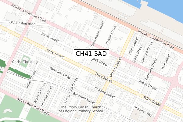 CH41 3AD map - large scale - OS Open Zoomstack (Ordnance Survey)