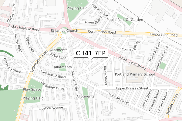 CH41 7EP map - large scale - OS Open Zoomstack (Ordnance Survey)