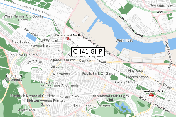 CH41 8HP map - small scale - OS Open Zoomstack (Ordnance Survey)