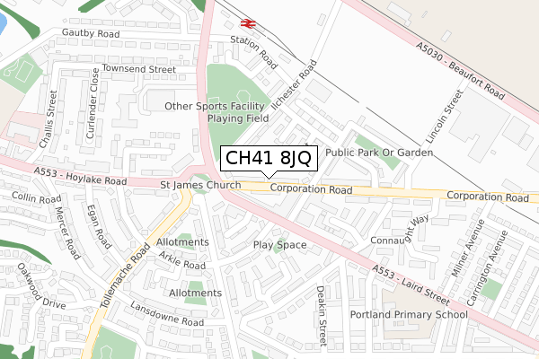 CH41 8JQ map - large scale - OS Open Zoomstack (Ordnance Survey)