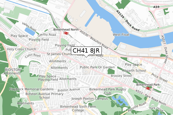 CH41 8JR map - small scale - OS Open Zoomstack (Ordnance Survey)
