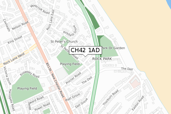 CH42 1AD map - large scale - OS Open Zoomstack (Ordnance Survey)