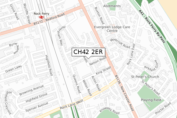 CH42 2ER map - large scale - OS Open Zoomstack (Ordnance Survey)
