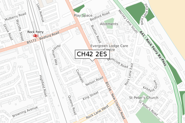 CH42 2ES map - large scale - OS Open Zoomstack (Ordnance Survey)