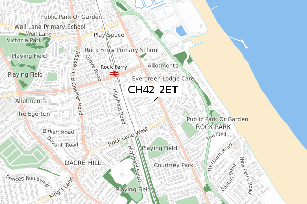 CH42 2ET map - small scale - OS Open Zoomstack (Ordnance Survey)