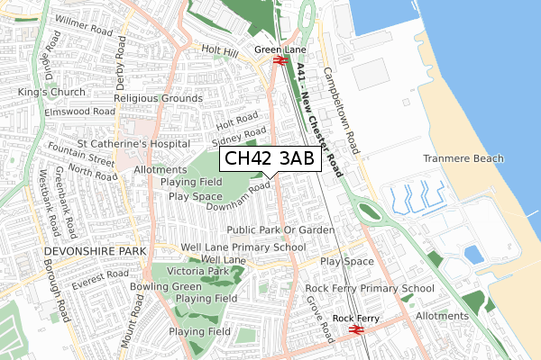 CH42 3AB map - small scale - OS Open Zoomstack (Ordnance Survey)