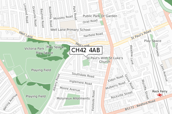 CH42 4AB map - large scale - OS Open Zoomstack (Ordnance Survey)