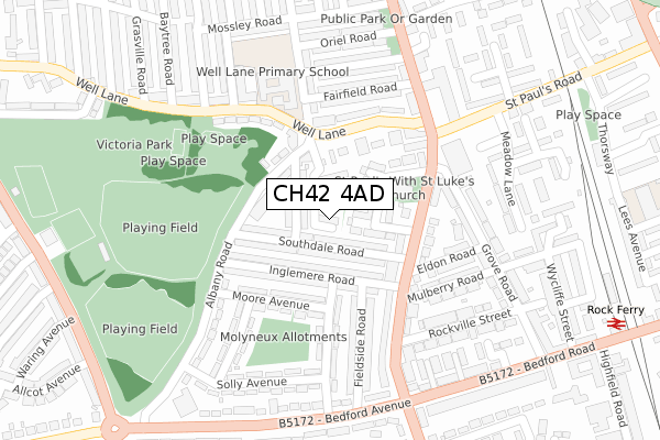 CH42 4AD map - large scale - OS Open Zoomstack (Ordnance Survey)