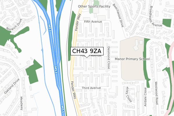 CH43 9ZA map - large scale - OS Open Zoomstack (Ordnance Survey) CH43 9ZA map - large scale - OS Open Zoomstack (Ordnance Survey)