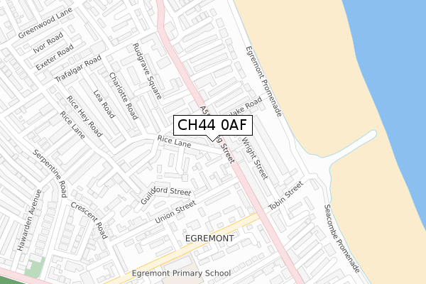 CH44 0AF map - large scale - OS Open Zoomstack (Ordnance Survey)