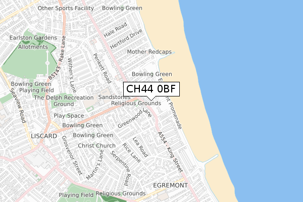 CH44 0BF map - small scale - OS Open Zoomstack (Ordnance Survey)