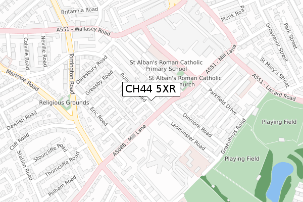 CH44 5XR map - large scale - OS Open Zoomstack (Ordnance Survey)