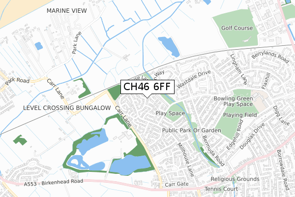 CH46 6FF map - small scale - OS Open Zoomstack (Ordnance Survey)