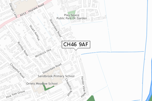 CH46 9AF map - large scale - OS Open Zoomstack (Ordnance Survey)