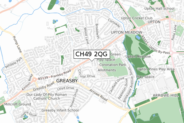 CH49 2QG map - small scale - OS Open Zoomstack (Ordnance Survey) CH49 2QG map - small scale - OS Open Zoomstack (Ordnance Survey)