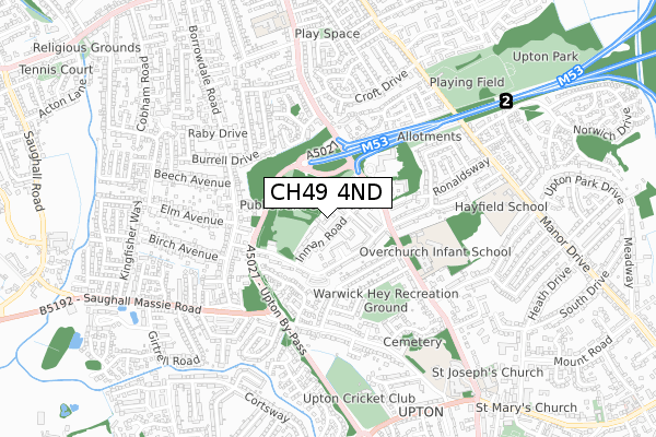 CH49 4ND map - small scale - OS Open Zoomstack (Ordnance Survey)