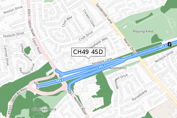 CH49 4SD map - large scale - OS Open Zoomstack (Ordnance Survey) CH49 4SD map - large scale - OS Open Zoomstack (Ordnance Survey)