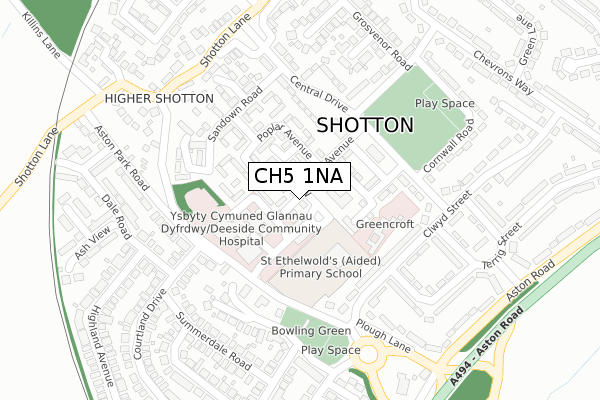 CH5 1NA map - large scale - OS Open Zoomstack (Ordnance Survey)